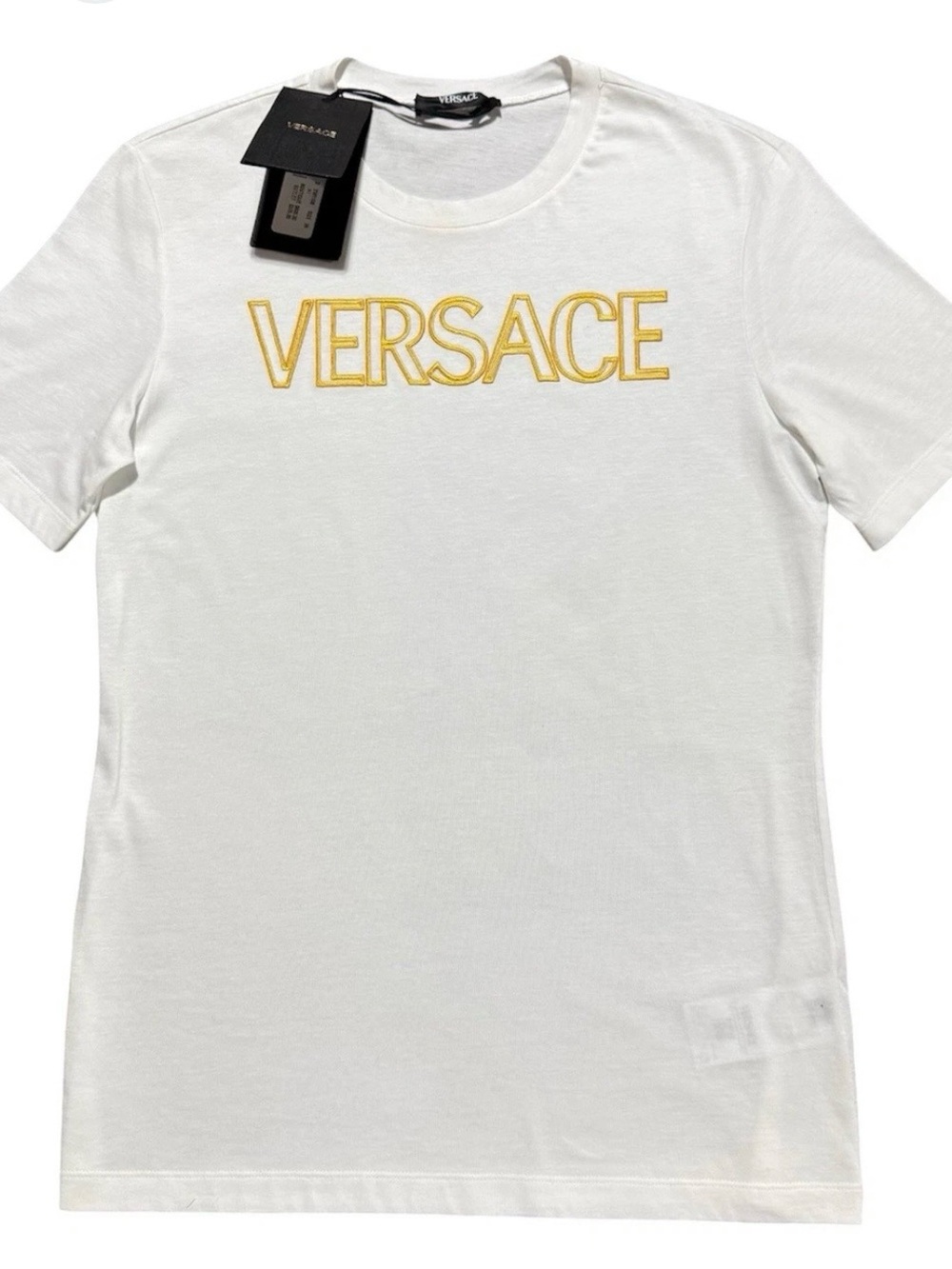 Versace Kids White Tee with Gold Embroidered Logo size 42